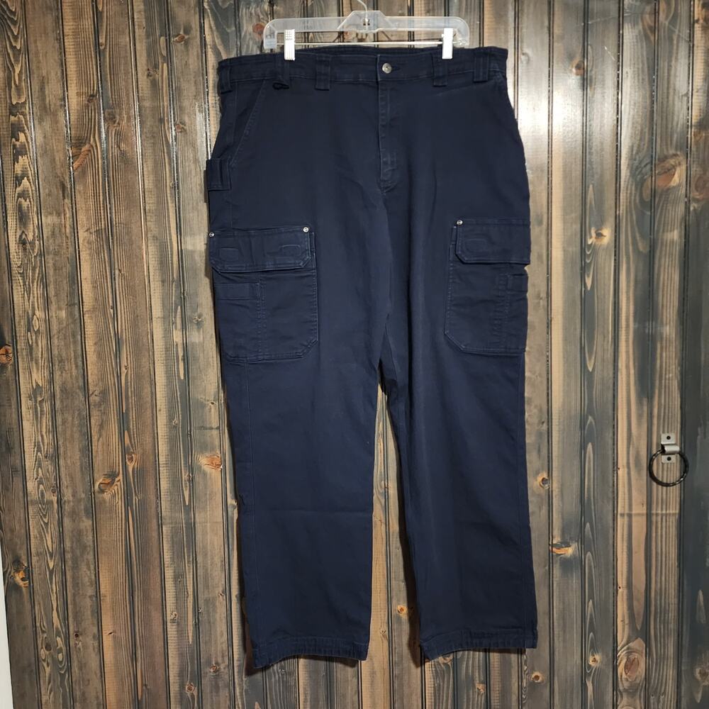 Duluth Flex Fire Hose Relaxed Fit Navy Blue Cargo Pants Size 42x32